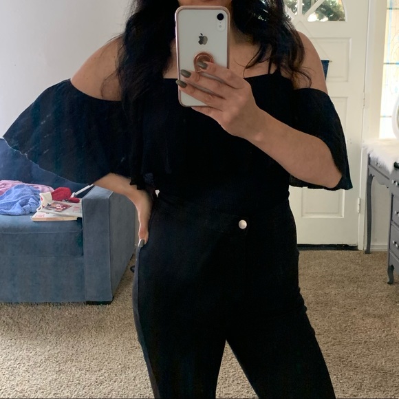 Rehab Black Ribbed Bodysuit Off The Should… - Picture 7 of 7